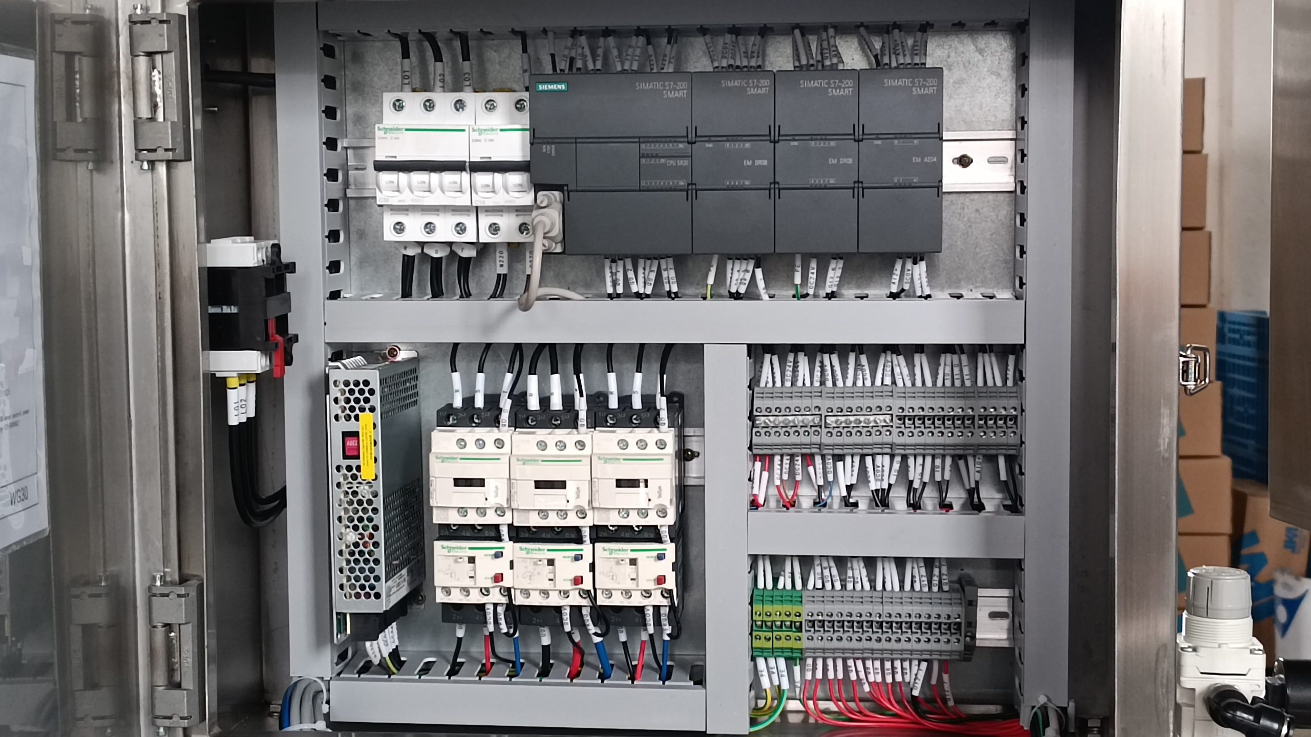 Siemens PLC touchscreen control panel on an SKE keg washing line