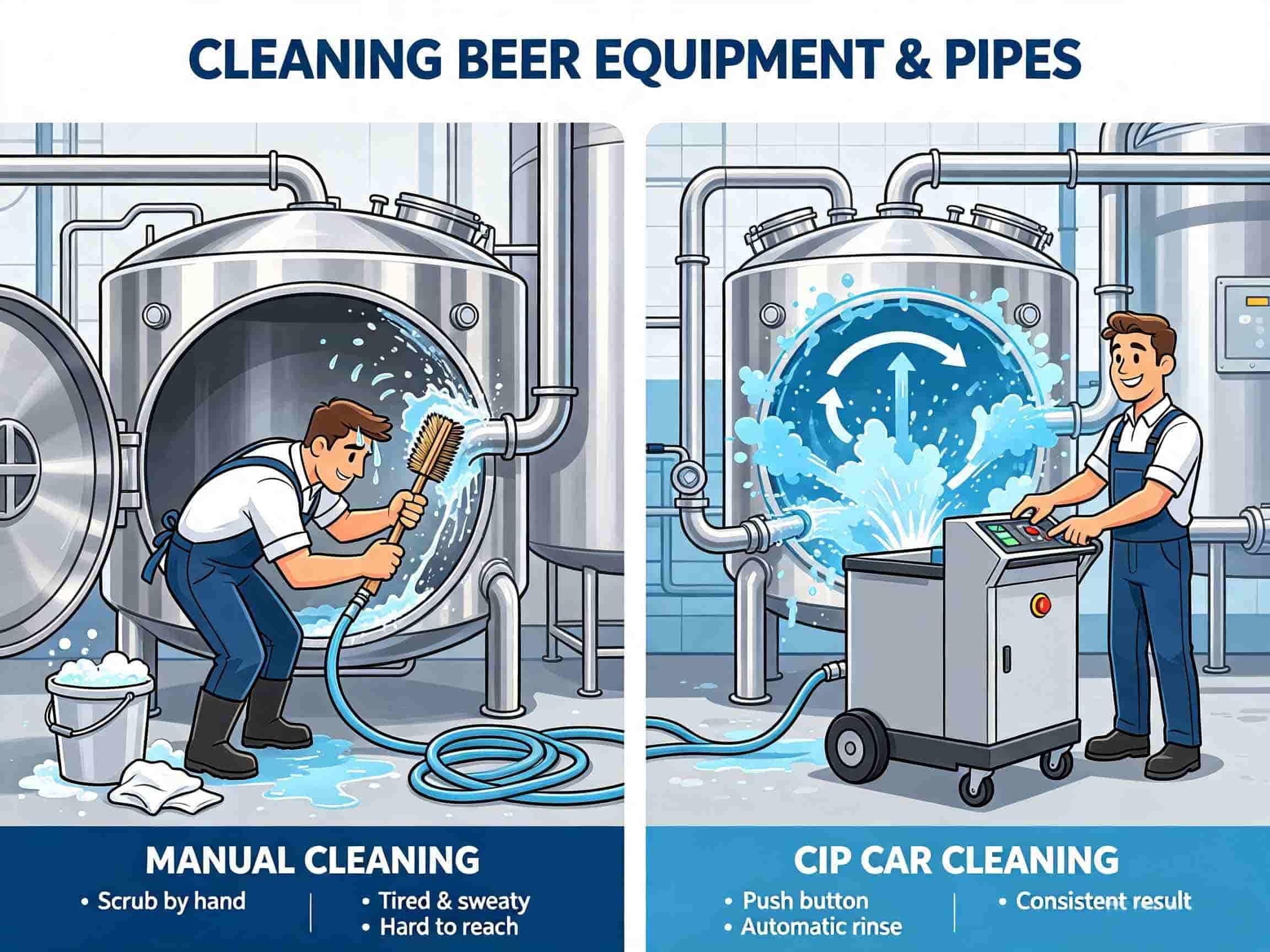 Automatic CIP cleaning-in-place machine for breweries
